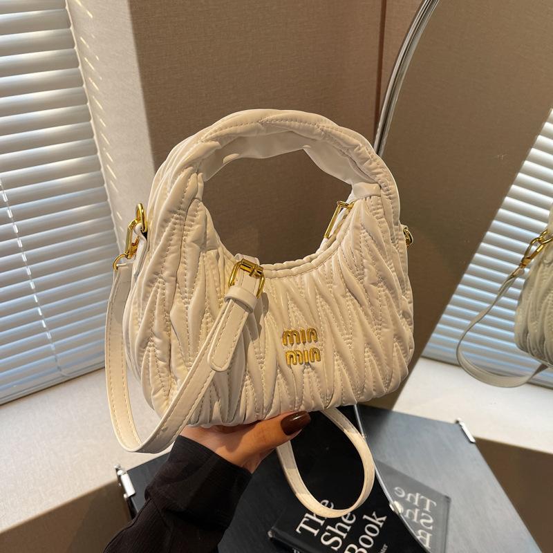 2025 summer new fashion pleated bag shoulder bag niche design casual simple trend handbag messenger bag