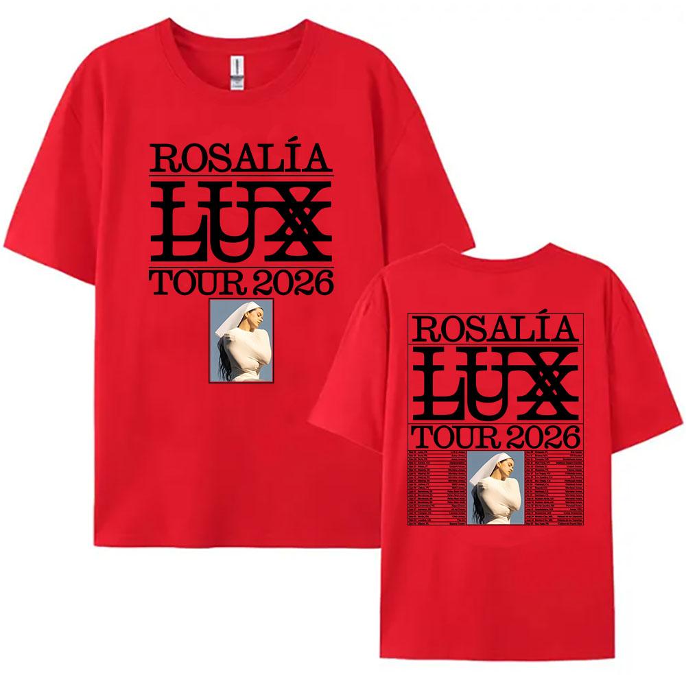 Розалия Розалия LUX Тур 2026 Футболка Хлопок Короткий Рукав Свободная Женская Футболка Унисекс Уличная Мода Певица Графические Вещи