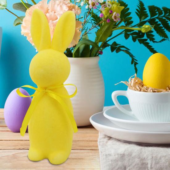 Пасхальный кролик статуэтка отдельно стоящая пенопластовый кролик украшение искусственный мох кролик флокированный кролик фигурка центральный элемент для каминной полки обеденного стола