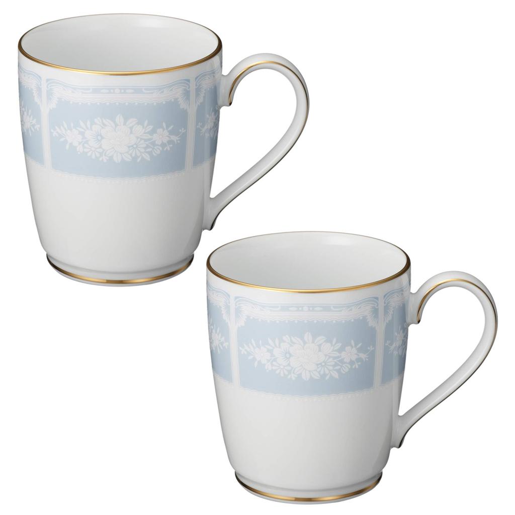 Кружка Noritake 280cc Lace Wood Gold 2 шт. Синий тонкий фарфор (Парный набор) Р9755А/1507