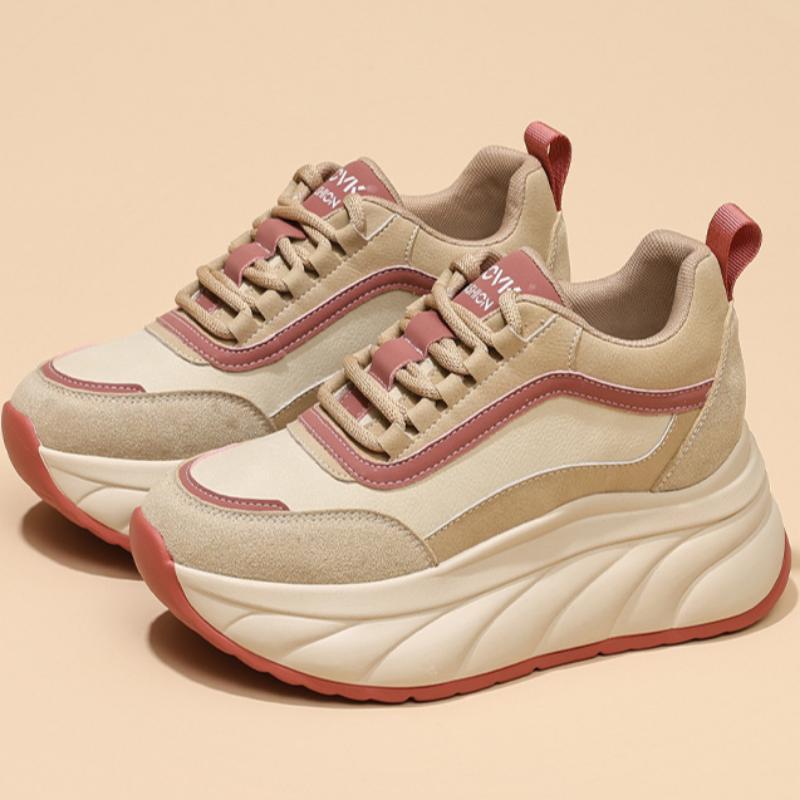 Autumn and Winter Soft Leather Forrest Gump Shoes for Women Casual Heightened Thick-soled Dad Shoes