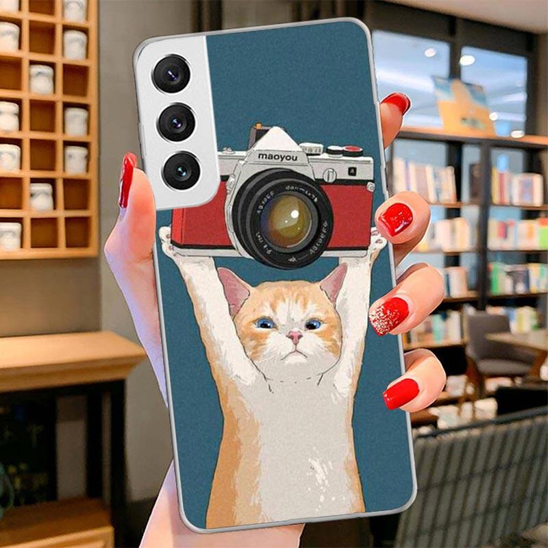 Cute Cartoon Lucky Cats Cover Phone Case For Samsung Galaxy S26 S25 Edge S24 Ultra S23 S22 Plus S21 S20 FE Soft Fundas Shell Gal