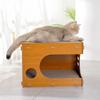 WOODEN Cat Scratcher Bed Wooden Detachable Corrugated Board Cat Nest Kitten Lounge Scratching Cardboard House For Indoor Cats