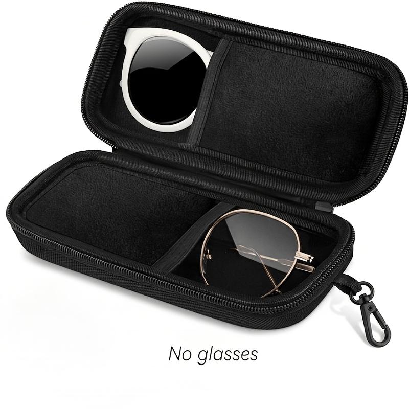 Protective Hard Shell Double Compartment Glasses Storage Box Shockproof Portable Car Zipper Design Protects Double Lens Case