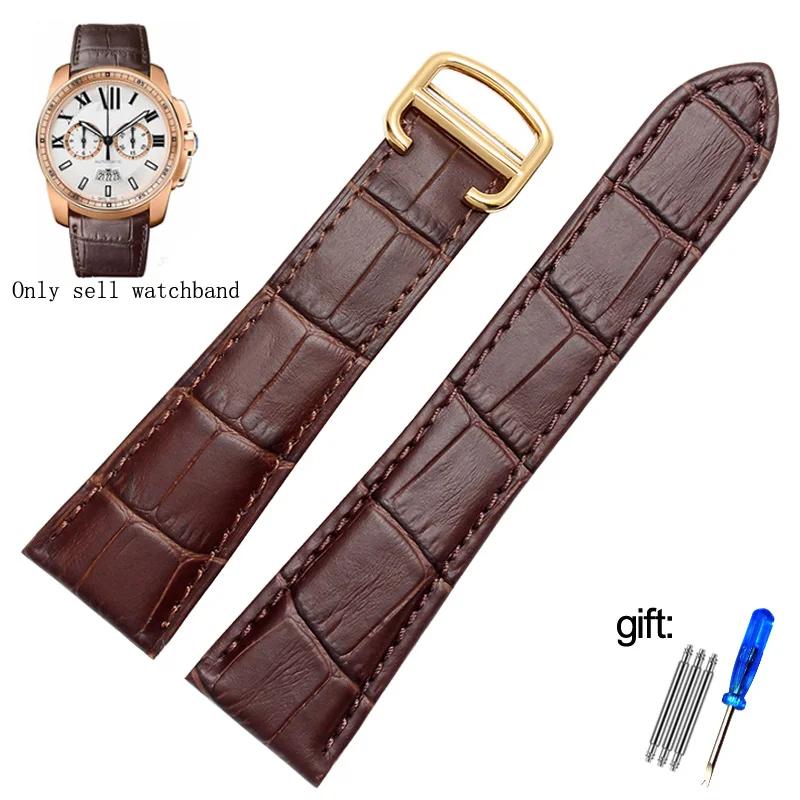Ремешок для часов Cartier Tank Calibre Серии Натуральная Кожа Механические Часы мужской и женский 20мм 22мм 23мм 25мм ремешок для часов