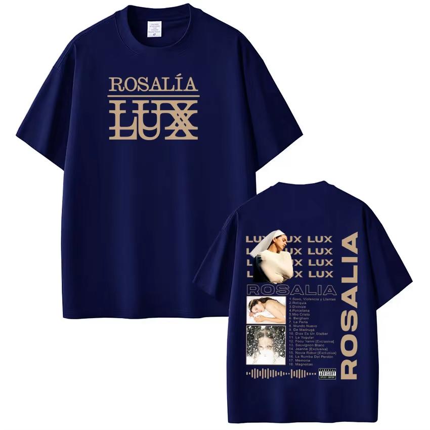 Singer ROSALÍA Lux Album 2026 Tour Tees Men Women Fashion T Shirt Shortsleeved top Aesthetic Trend Cotton Tshirts Streetwear