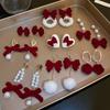 Vintage Red Flocking Earrings Collection Bow Knot Earstuds Vintage Style Earrings Jewelry Gift