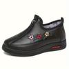 Women's Winter Snow Boots Floral Embroidery Shoes Warm Fleece Lining Water-Resistant Non-Slip Sole