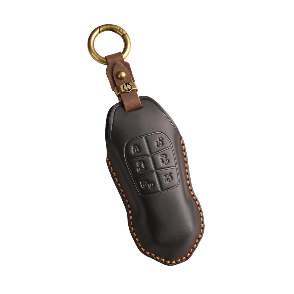 Ретро чехол для ключа подходит для сумки для ключа Xiaopeng x9, Xiaopeng X9 автомобильный кожаный чехол ручной работы для защиты пульта дистанционного управления с застежкой.