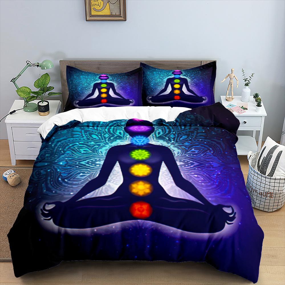 Комплект пододеяльника Мандала Богемный стиль Йога Глаз Мандала Цветок Темно-золотой для Мальчика Девочки Детский Полиэстер Комплект постельного белья Кинг Квин Размер