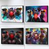 Graffiti Poster Three Hip-Hop Monkeys Pop Art Canvas Painting Cartoon Animals Canvas Poster Street Wall Art Picture Home Decor