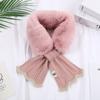 Women'S Knitted Fishtail Scarf New Splicing Fury Scarf, Imitation Otter Rabbit Hair Cross Plush Scarf