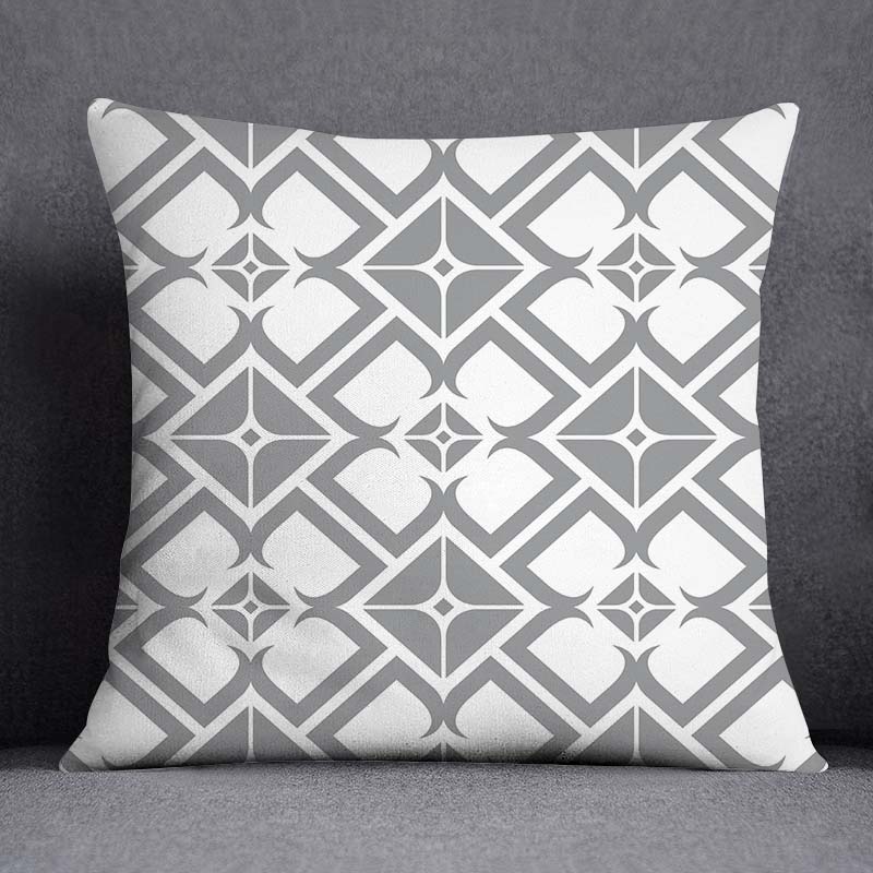 Gray Low White Flower Pattern Home Decoration Pillowcase Square Pillowcase Home Office Decoration Cushion Cover