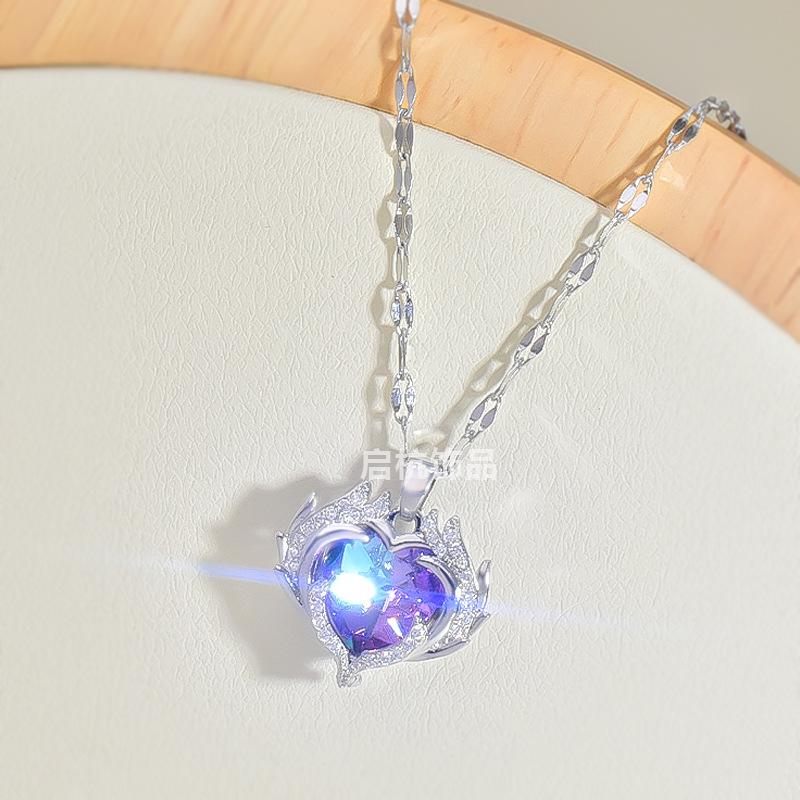 [Титановая сталь] Ожерелье Ocean Heart Женское легкое роскошное дизайнерское красочное сердечко-подвеска