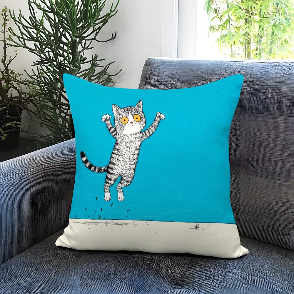 Hot NNaughty cated Cushion Cover Comfortable Reversible Pillow Cover Ideal for Car Sofa Bedroom Beyond