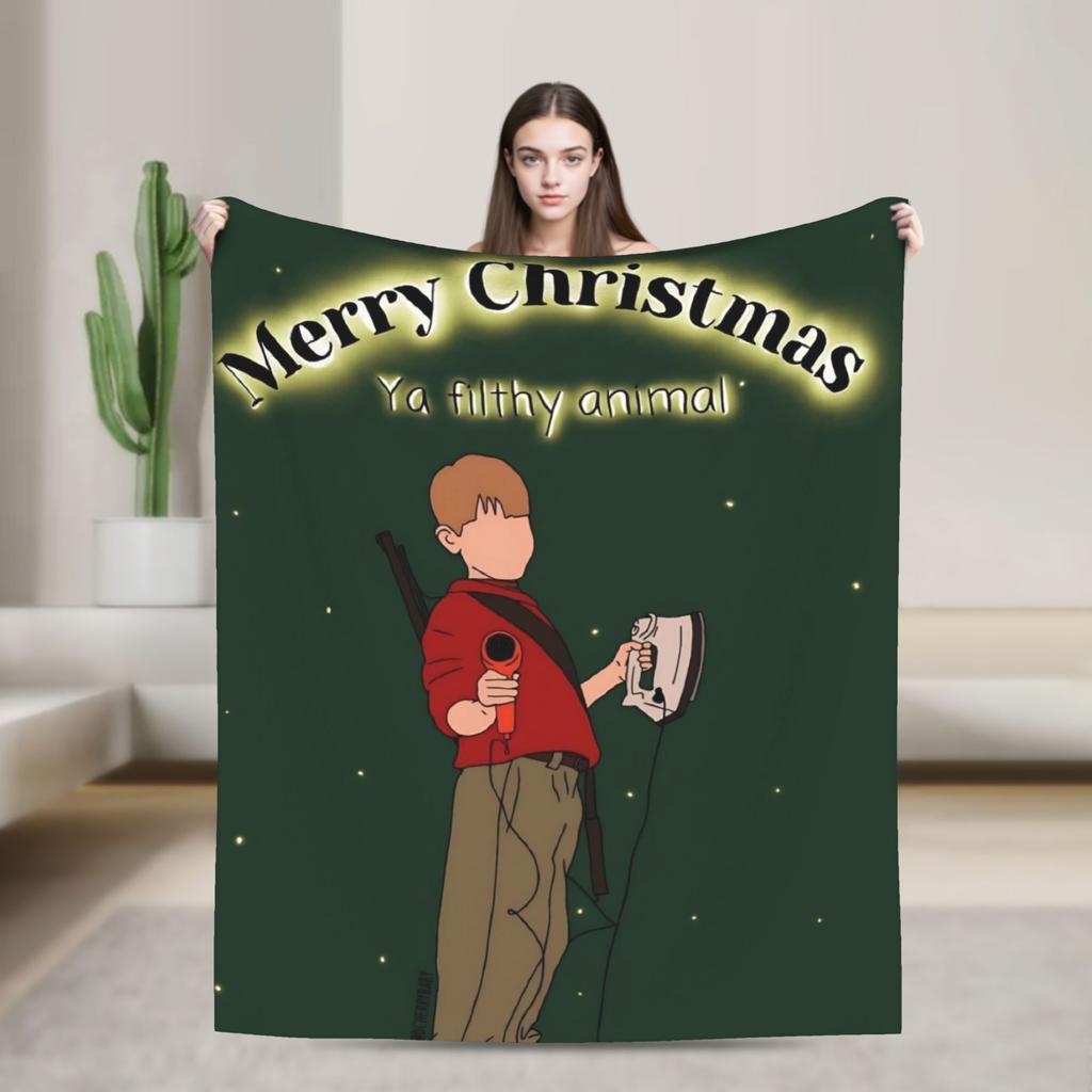 Home Alone Merry Christmas Blanket Quality Warm Soft Throw Blanket Autumn Travel Couch Chair Sofa Bed Funny Bedspread