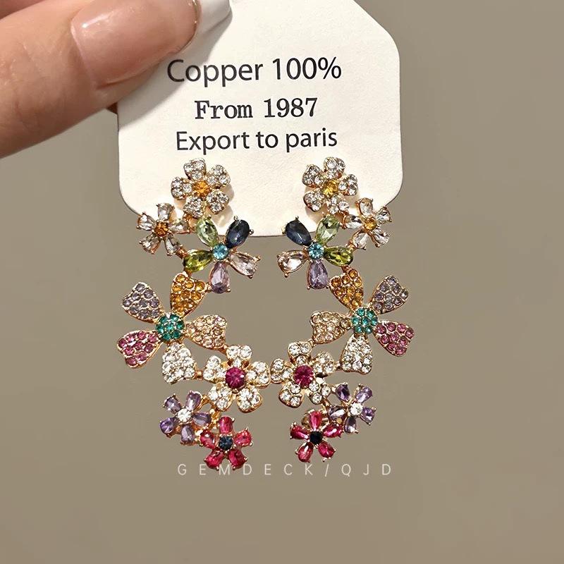 Элегантные серьги-подвески с кристаллами в форме капли воды в стиле французского двора