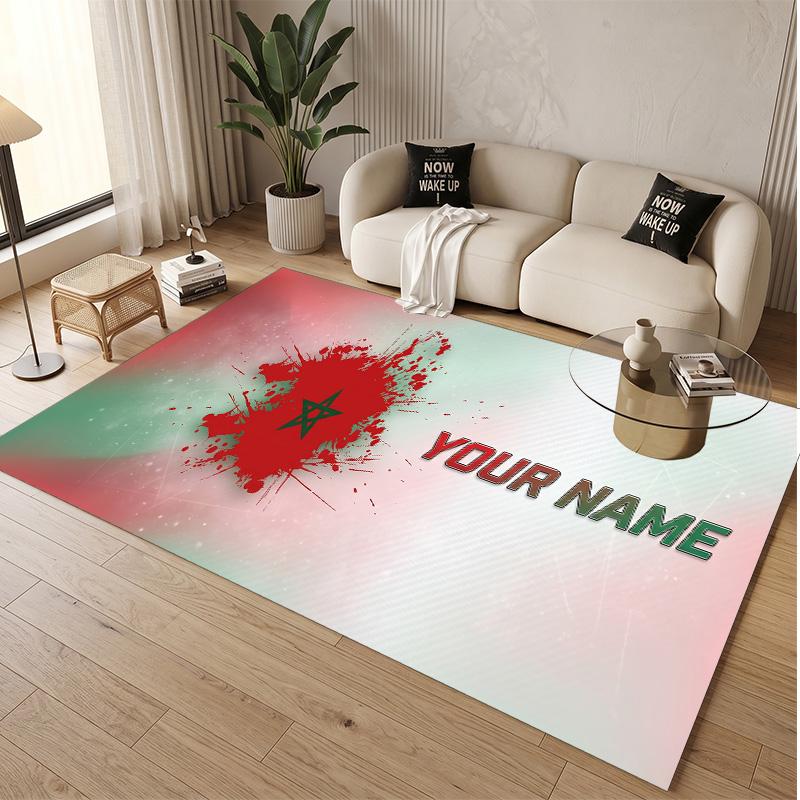 Personalized Crystal Velvet Carpet Morocco Football Pattern Non Slip Floor Rug