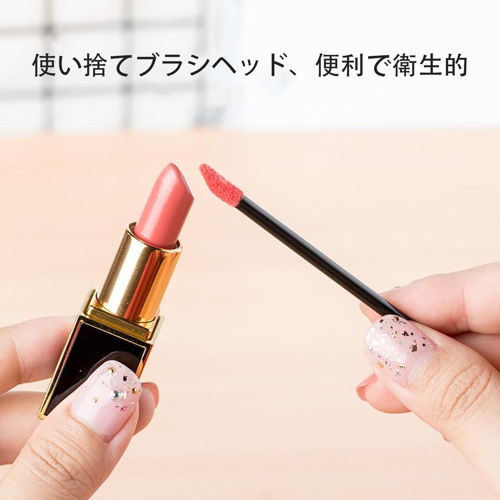 ALLVD Disposable Lip 100 Portable and Hollow Stick Design for Lip and Professional Makeup Brushes, Pieces, Convenient, Gloss, Lipstick, (Black)