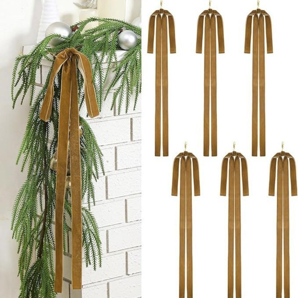 6pcs/set Christmas Gift Velvet Bows Vintage Velvet Ribbon Bow New Christmas Tree Bows