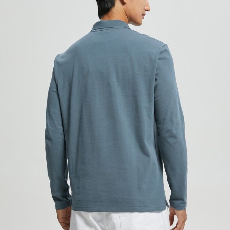 Calvin Klein Однотонная повседневная рубашка поло с длинным рукавом для мужчин, синяя J322583-DA0