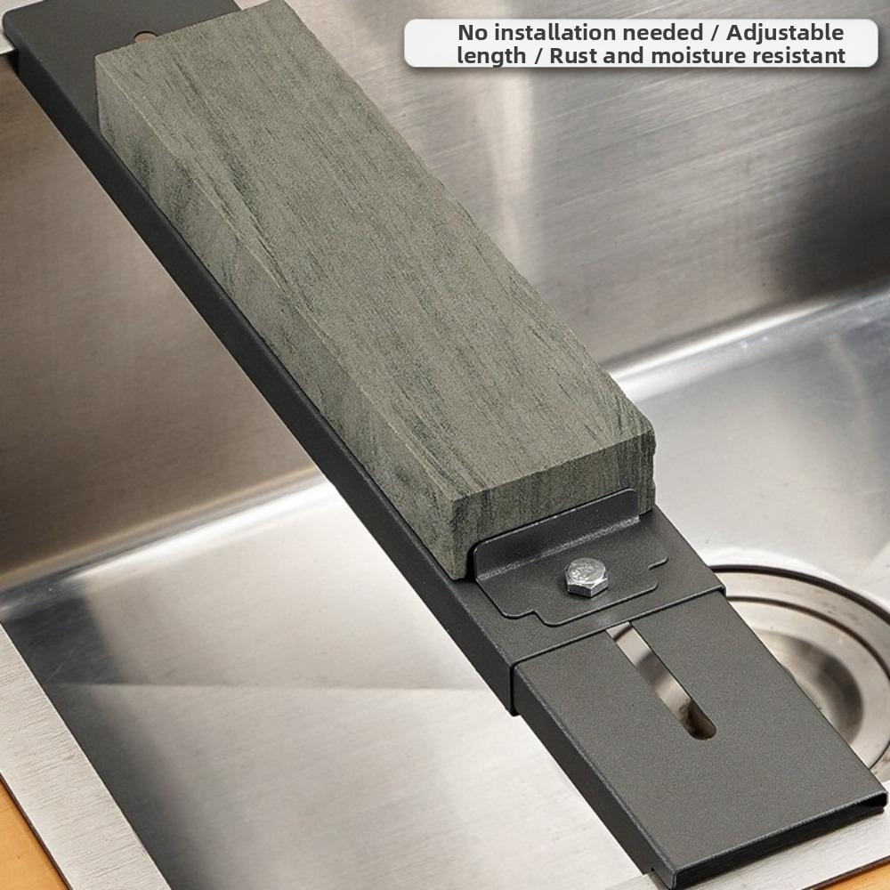 Retractable Sink Mounted Sharpener Stand Carbon Steel Whetstone Grinder Rack Household