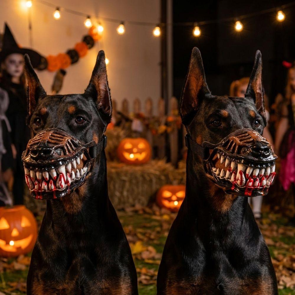 Adjustable Straps Halloween Dog Mouth Mask Vintage Funny Animal Mask Cosplay Props