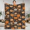Horror Halloween Bat Pumpkin Blanket Orange Maple Leaves Camping Flannel Bedding Throws For Chair Sofa Bed Super Warm Bedspread