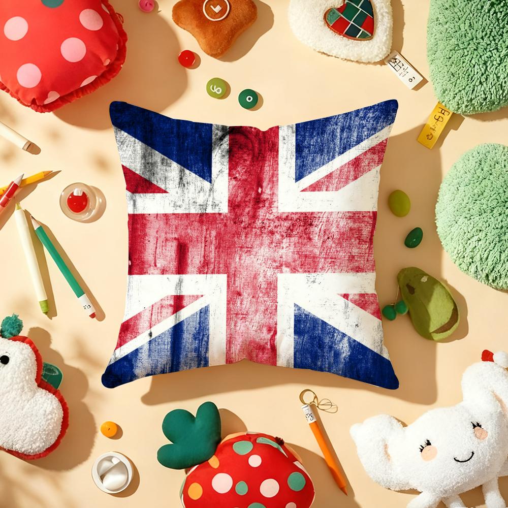 Наволочка на подушку с флагом Union Jack, плюшевая ткань, мягкая, двусторонняя печать, для дивана, теплая, зимний подарок для дома, наволочка