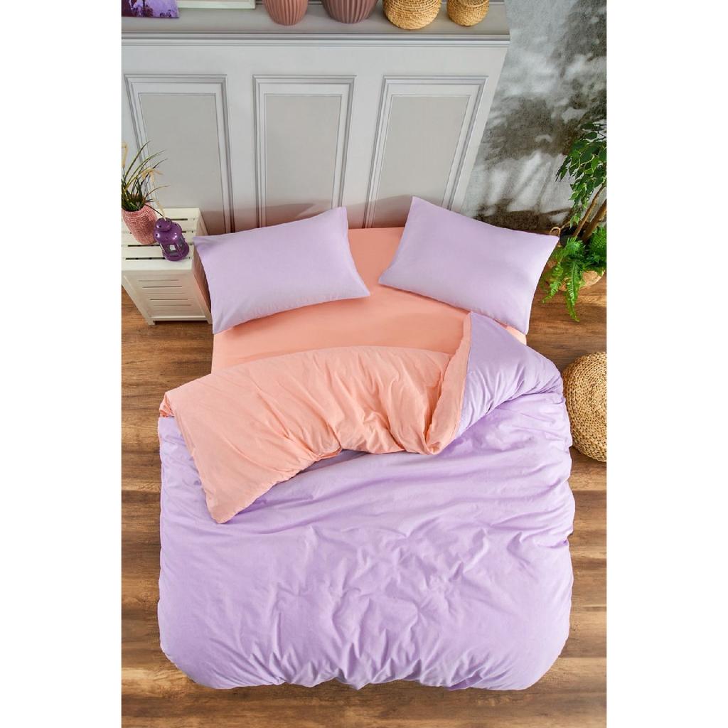 White Square Anthracite Single Duvet Cover Set With Rubber Sheet And 1 Pillow Case