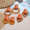 Vintage Handmade Women Girl Beach Jewelry Straw Weave Earrings Drop Earrings Bamboo Wooden