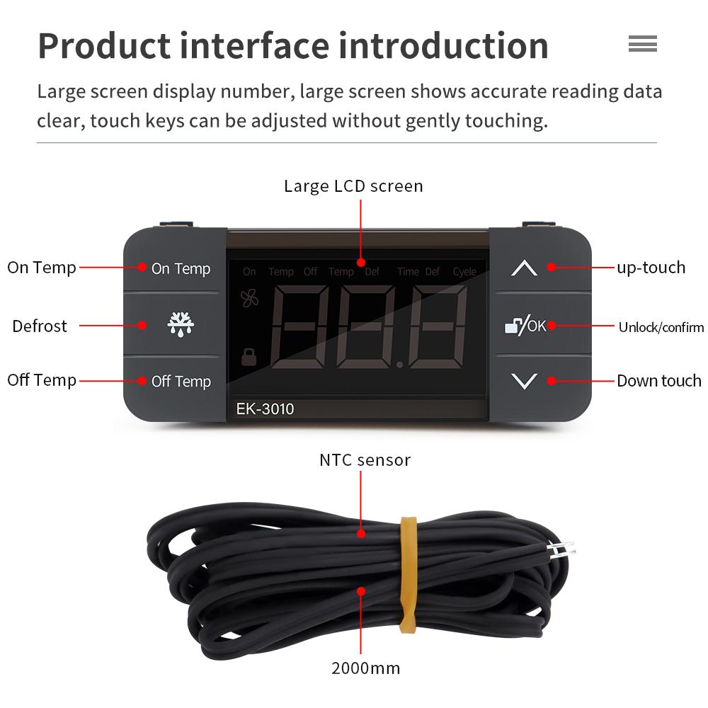 EK-3010/EK-3020/EK-3030 Светодиодный цифровой термостат Регулятор температуры Терморегулятор Сигнализация размораживания системы охлаждения