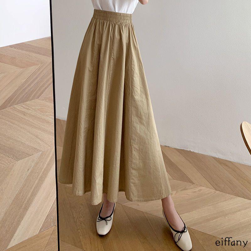 Women Long Skirt Muslimah Plus Size High Waist Plain Maxi Skirt For Casual Wear**