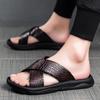 FashionSandals Мужские кожаные классические летние мужские тапочки для отдыха на открытом воздухе Мягкие черные тапочки Легкие шлепанцы для мужчин Нескользящие тапочки