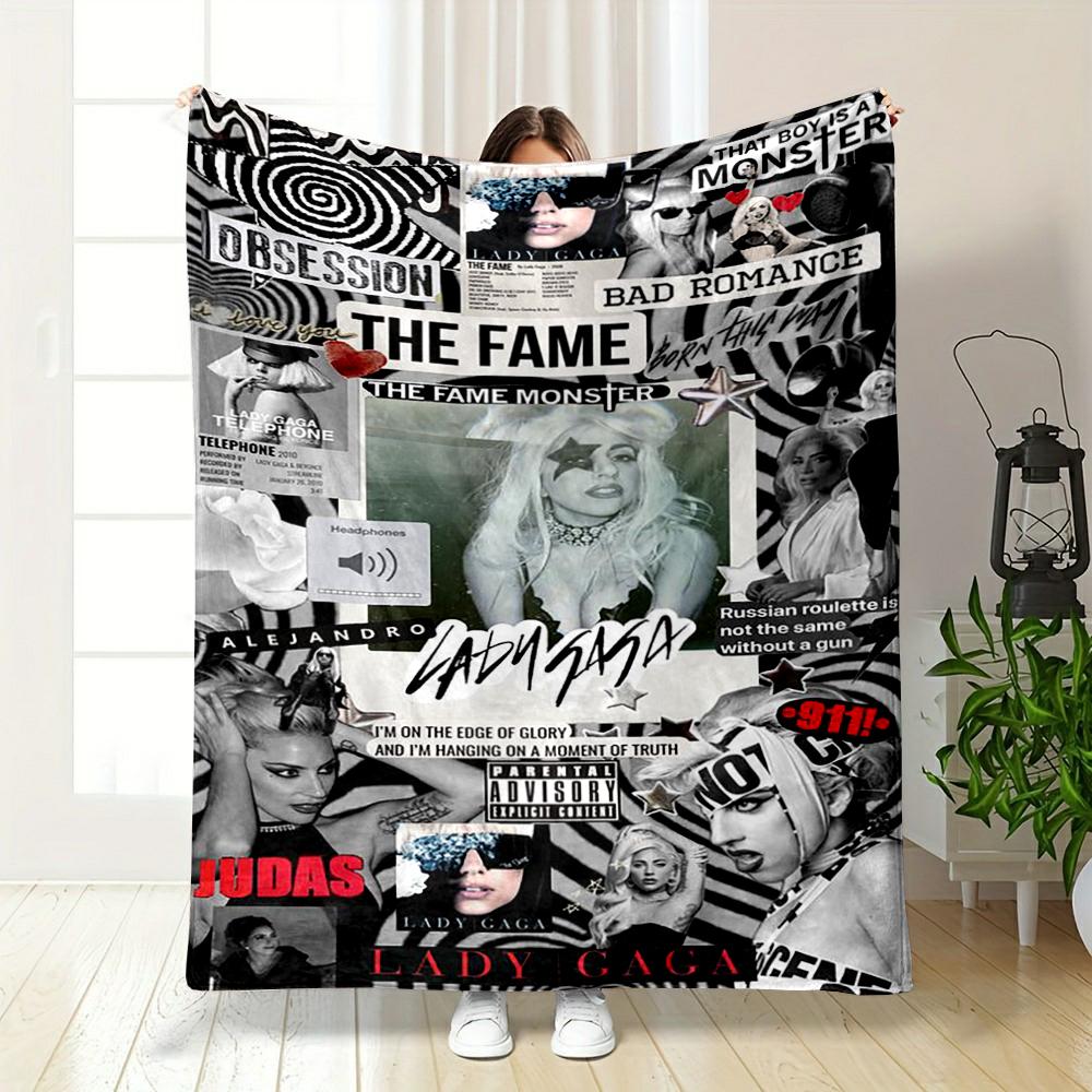 Lady Gaga Album Collage Aesthetic Warm blanket - Flannel blanket for bedroom, living room, sofa, and nap.