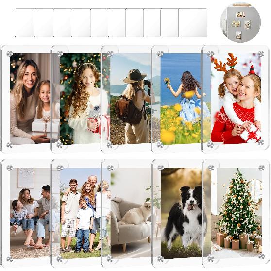 Magnetic Picture Frame for Fujifilm Instax Mini Camera, Acrylic Polaroid Magnet Picture Frame for Refrigerator and Wall, 2.36x3.54 Inch Double Sided