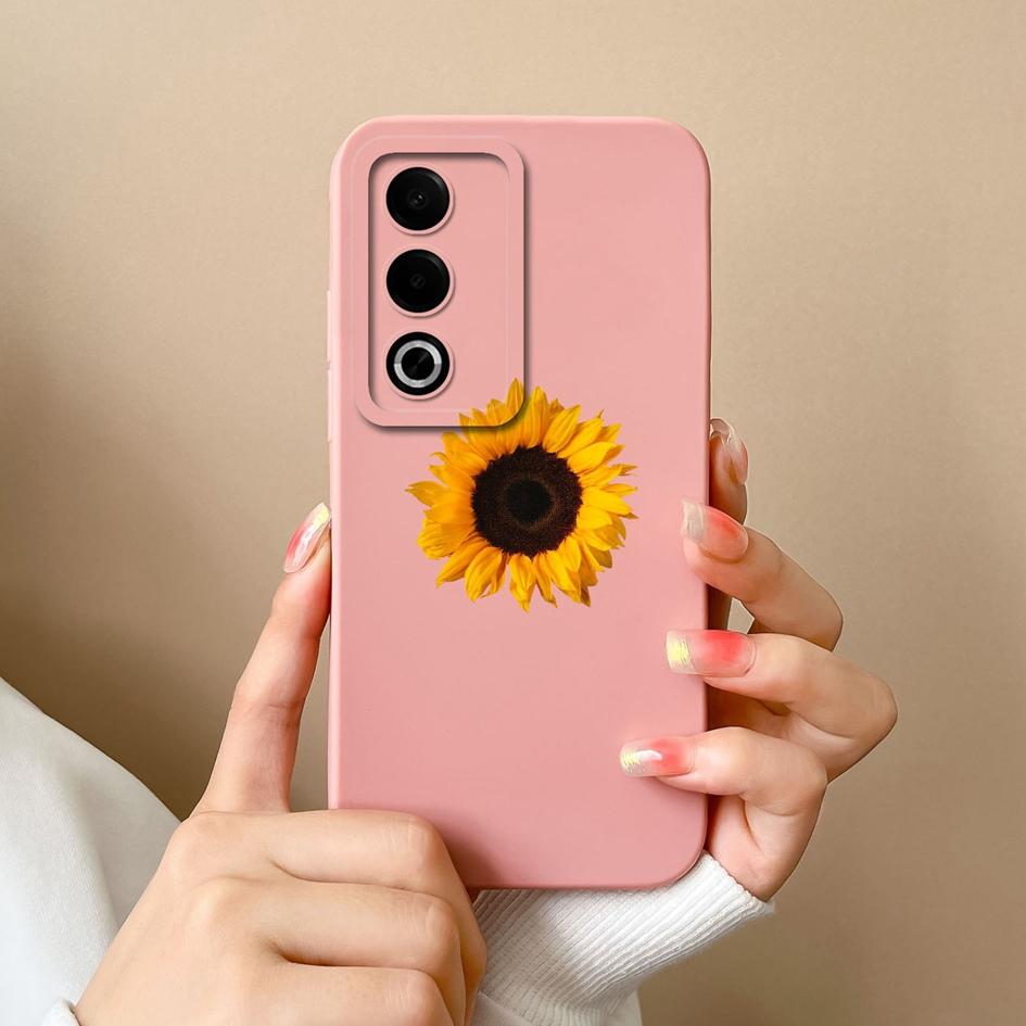 Новый чехол для OPPO A3X A3 Pro Realme 12 13 Plus C63 Pretty Sunflowers Защитная пленка для экрана Матовый жидкий силиконовый защитный чехол для OPPO Чехлы с противоскользящими свойствами