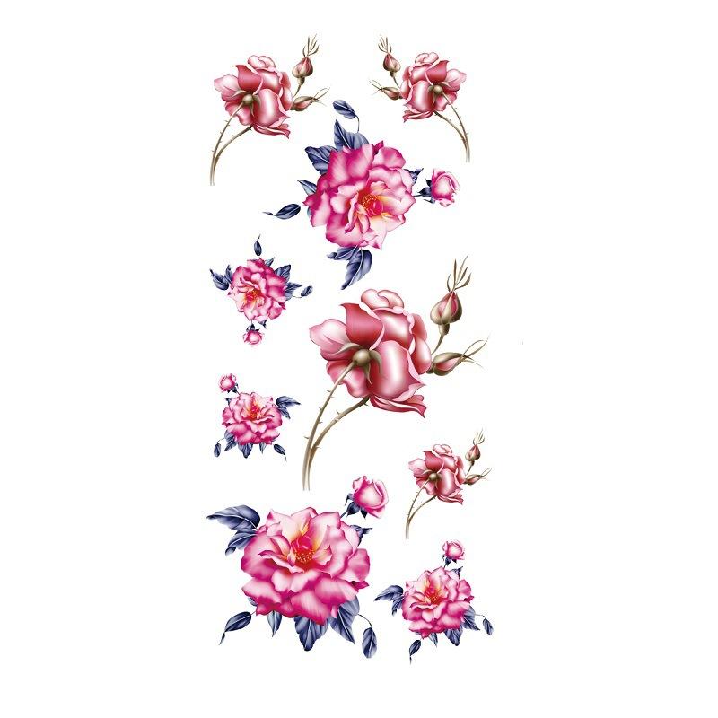 Наклейка с изображением цветка голубой розы, большой узор в виде цветка сливы, водонепроницаемая наклейка с изображением цветка на руке, образец татуировки