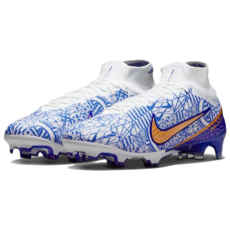 Nike Футбольные бутсы Mercurial Superfly 9 FG для натурального газона, тканевые, для твердого покрытия, мужские, белые с синим DQ5293-182
