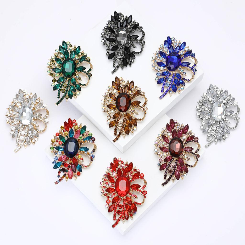 African Atmospheric Alloy Large Glass Brooch Delicate High-End Women'S Cardigan Shawl Brooch Ornament Pin