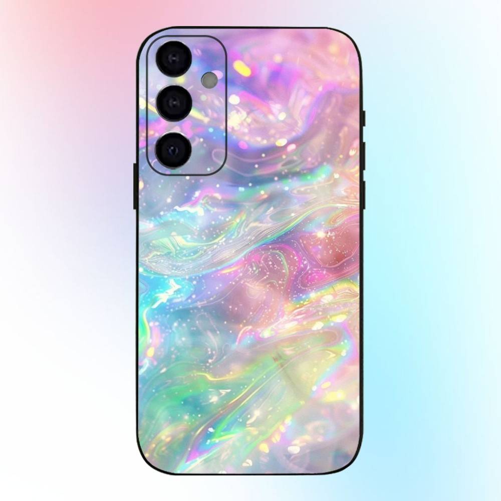 Радужный голографический переливающийся чехол для телефона Samsung Galaxy A73, A72, A71, A70, A53, A52, A51, Другие Мягкий черный чехол