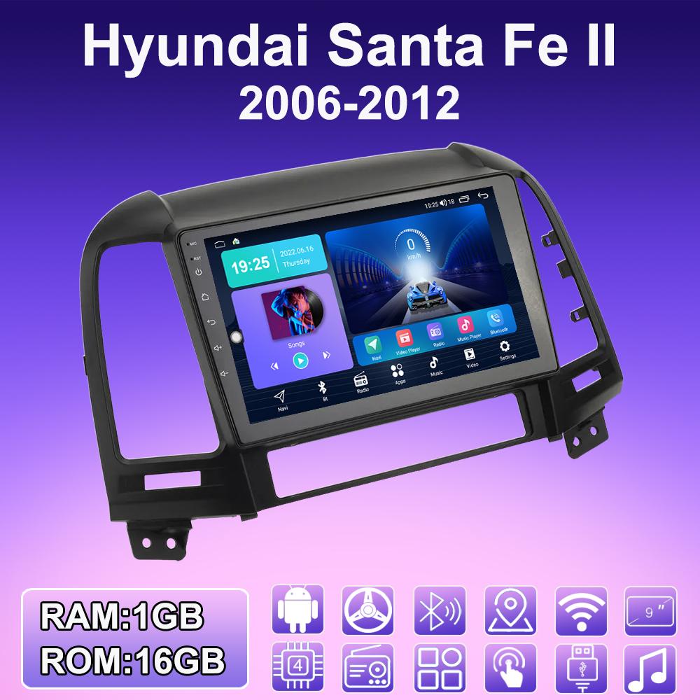 2 DIN Android Carplay Car Radio For Hyundai Santa Fe II 2006-2012 Multimedia Player Head Unit Stereo GPS Navigation BT WIFI 2+32GB