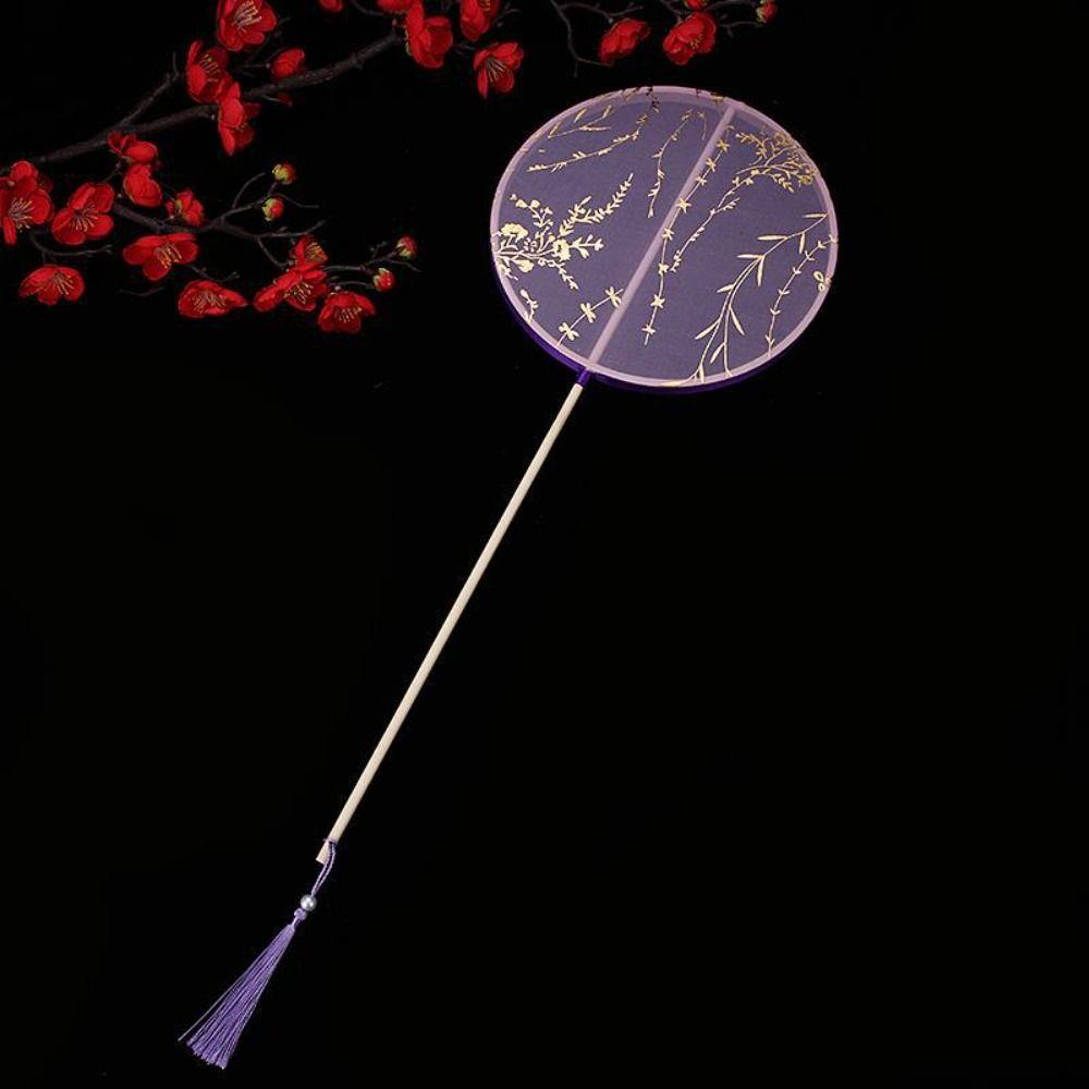 Long Handle Embroidery Fan Chinese Style Silk Fan Ancient Tuan Fan  Photography Prop