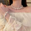 Elegant T-Shaped Pearl Clavicle Necklace & Bracelet Set for Women