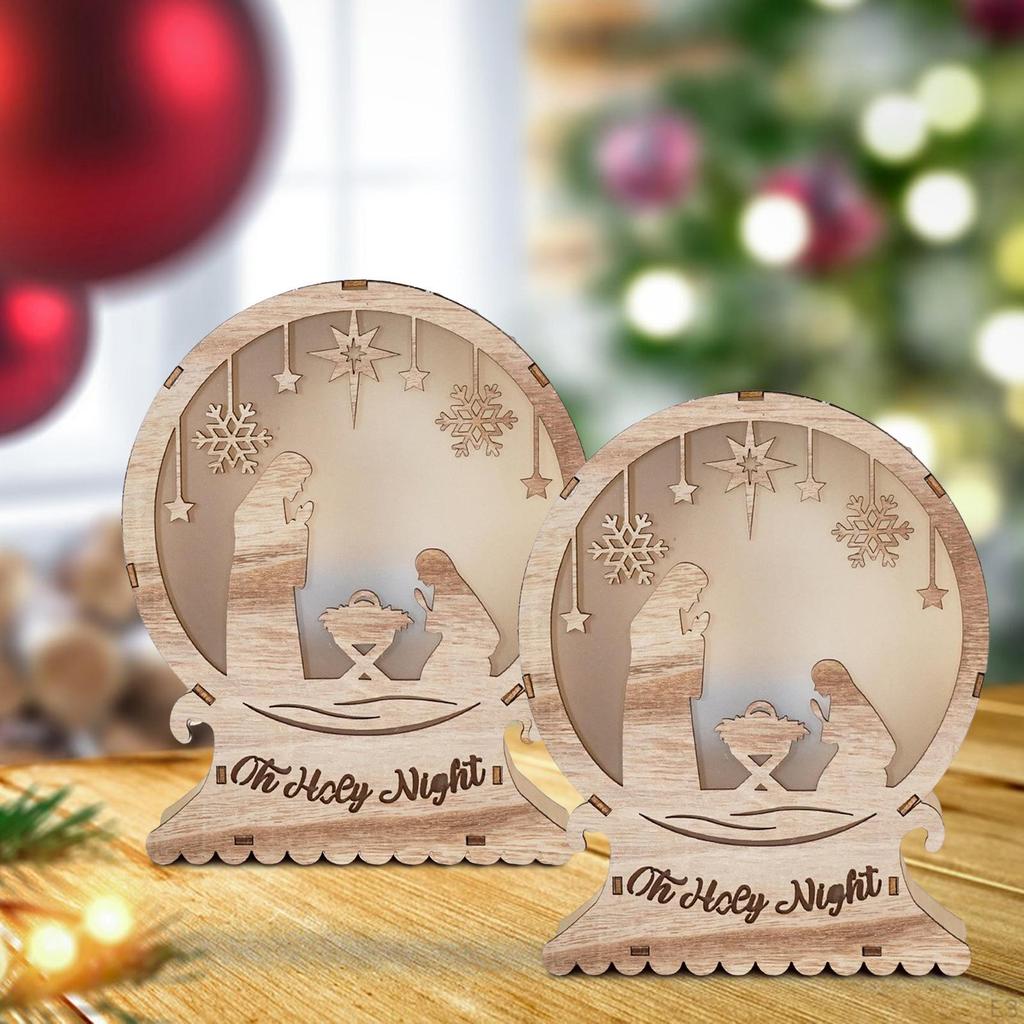Nativity Scene Light Christmas Decor Ornament for Office Desktop Table