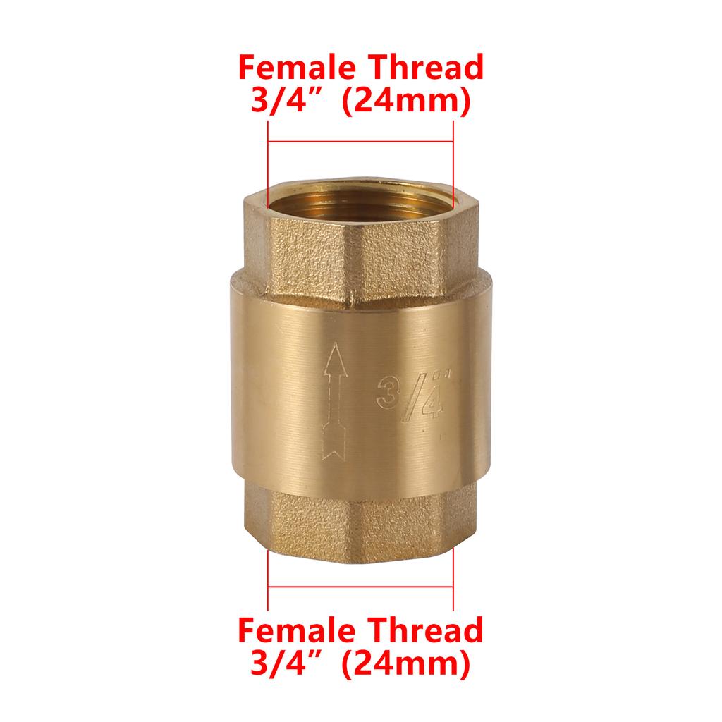 1Pc 1/2” 3/4”1” Female Thread NPT Brass Thread In-Line Spring Check Valve One-Way Anti Backflow Valve Water Control Float Valve