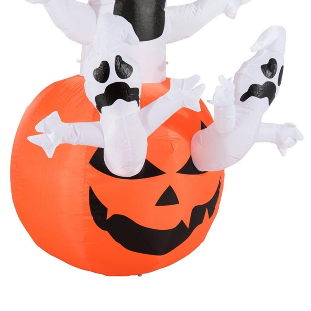 Halloween Inflatable Ghost on Pumpkin LED Blow Up Inflatables for Halloween Party Indoor Outdoor