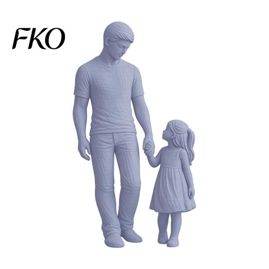 Bump Resistant Decoration Father and Daughter Figurines, Dad Statues Warm Hand-Holding Design, Elegant Family Sculpture Sculpted Handmade