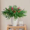 Имитация сосновой ветки Искусственная зелень Листва Искусственная сосновая веточка с сосновыми шишками Красные ягоды для DIY венка Домашние вазы Рождественские Зимние вечеринки