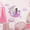 Butterfly Little Girl Gray Moon Clouds Wall Stickers Removable Vinyl Home Decor